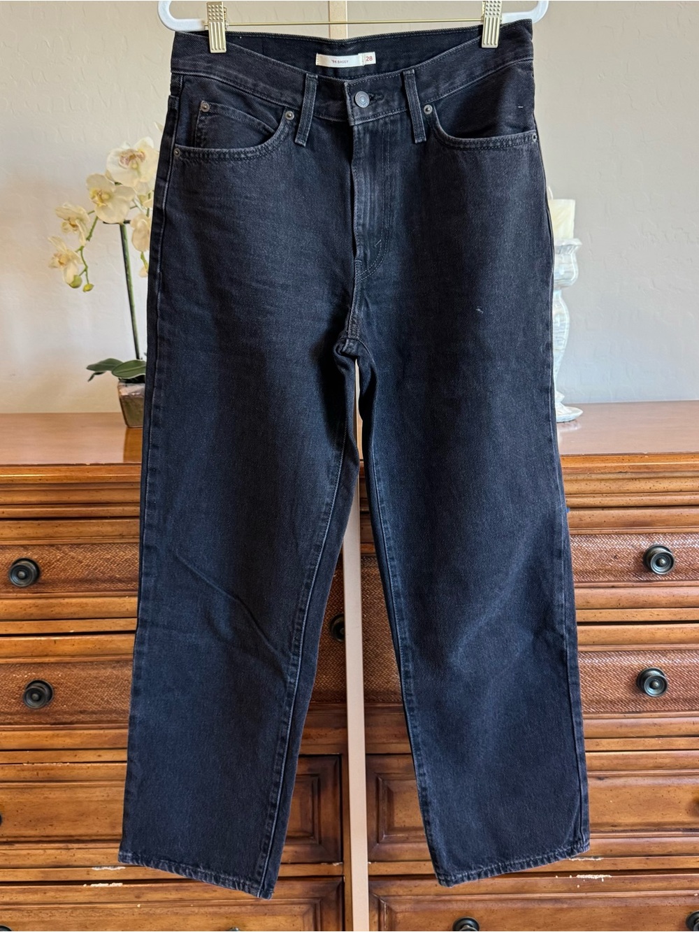 Levi’s 94 Baggy Jeans Black Wash Size 28 High Rise Wide Leg - Picture 2 of 10